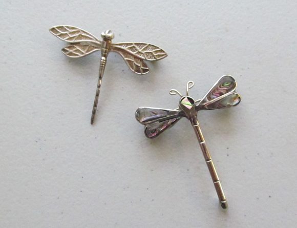 Dragonflies - silver brooches