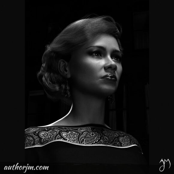 A black and white portrait of a woman looking off to the right with a sad or hurt expression.