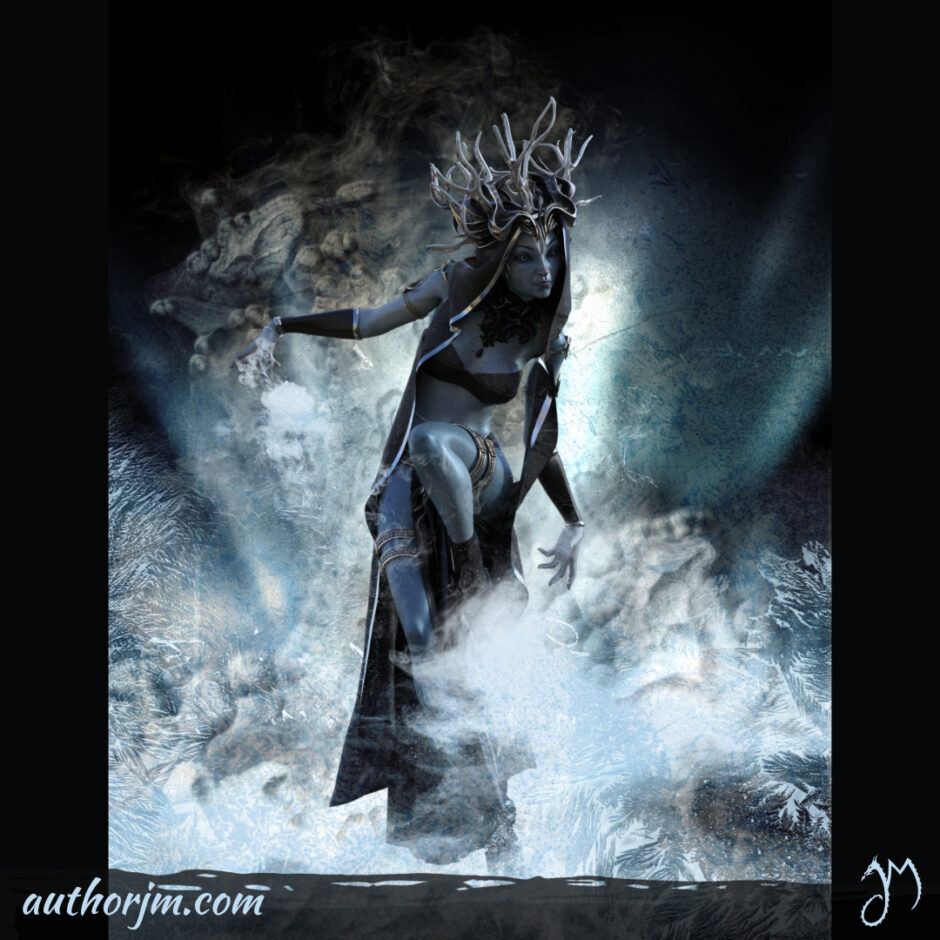 A queen of darkness in the swirls of ice and magic.